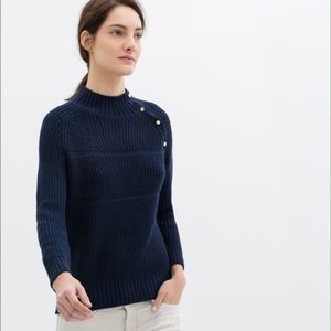 Zara Knit Sweater Top Navy Blue
